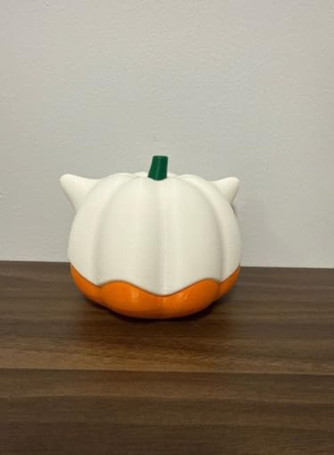 3D CRAFT Halloween Ghost Pumpkin Decorative Collectible, Candy Holder, White and Orange, Halloween Display Prop - Image 4